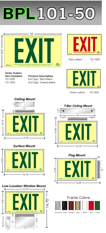 exit sign BPL 101-50